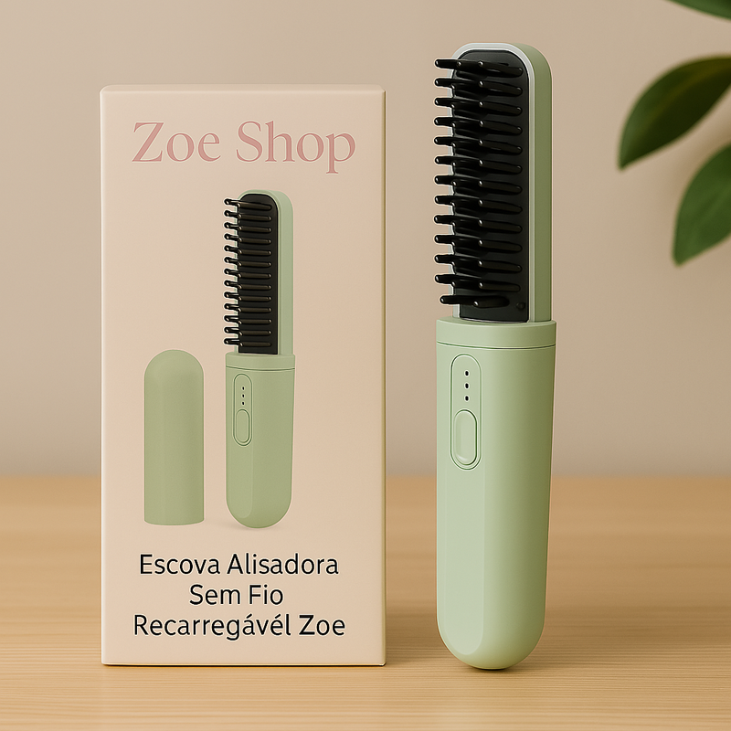 Escova Alisadora Sem Fio Recarregável Zoe